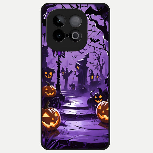  Pumpkin Patch Halloween Glass Case for iQOO Neo 10 back cover – full design glossy printed glass finish