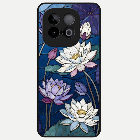  Purple Lotus Stained Glass Case for iQOO Neo 10 back cover – full design glossy printed glass finish
