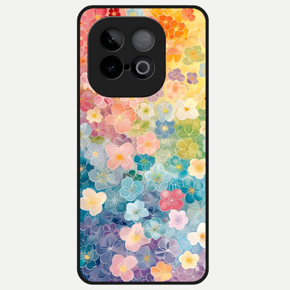  Rainbow Blossom Burst Glass Case for iQOO Neo 10 back cover – full design glossy printed glass finish