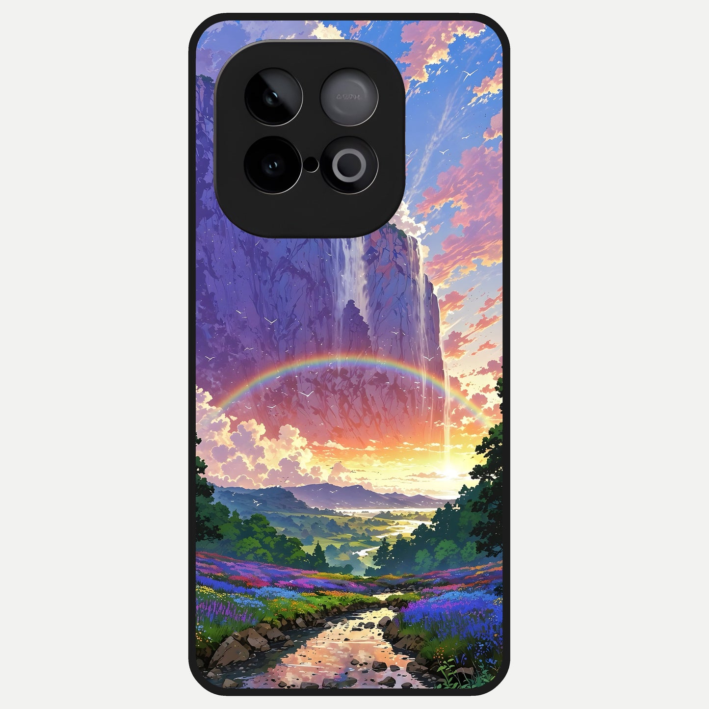  Rainbow Valley Dream Glass Case for iQOO Neo 10 back cover – full design glossy printed glass finish