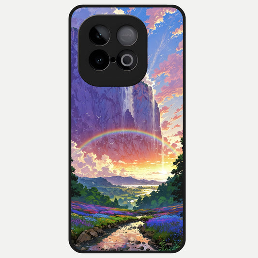  Rainbow Valley Dream Glass Case for iQOO Neo 10 back cover – full design glossy printed glass finish