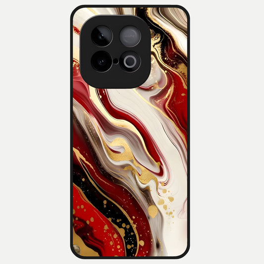 Red And White Marble Glass Case for iQOO Neo 10 back cover – full design glossy printed glass finish