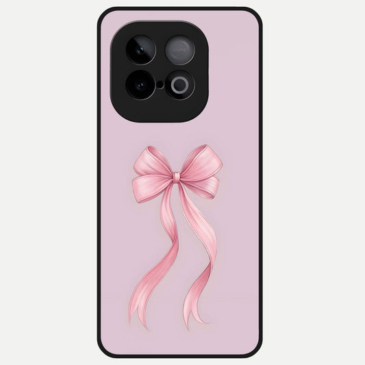  Soft Blush Bow Glass Case for iQOO Neo 10 back cover – full design glossy printed glass finish