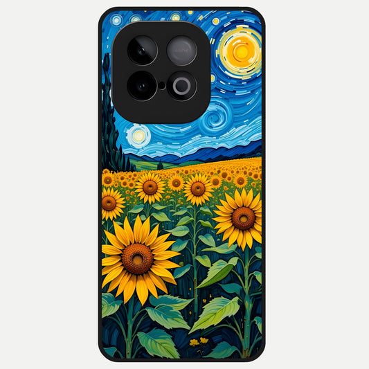  Starry Sunflower Dreams Glass Case for iQOO Neo 10 back cover – full design glossy printed glass finish
