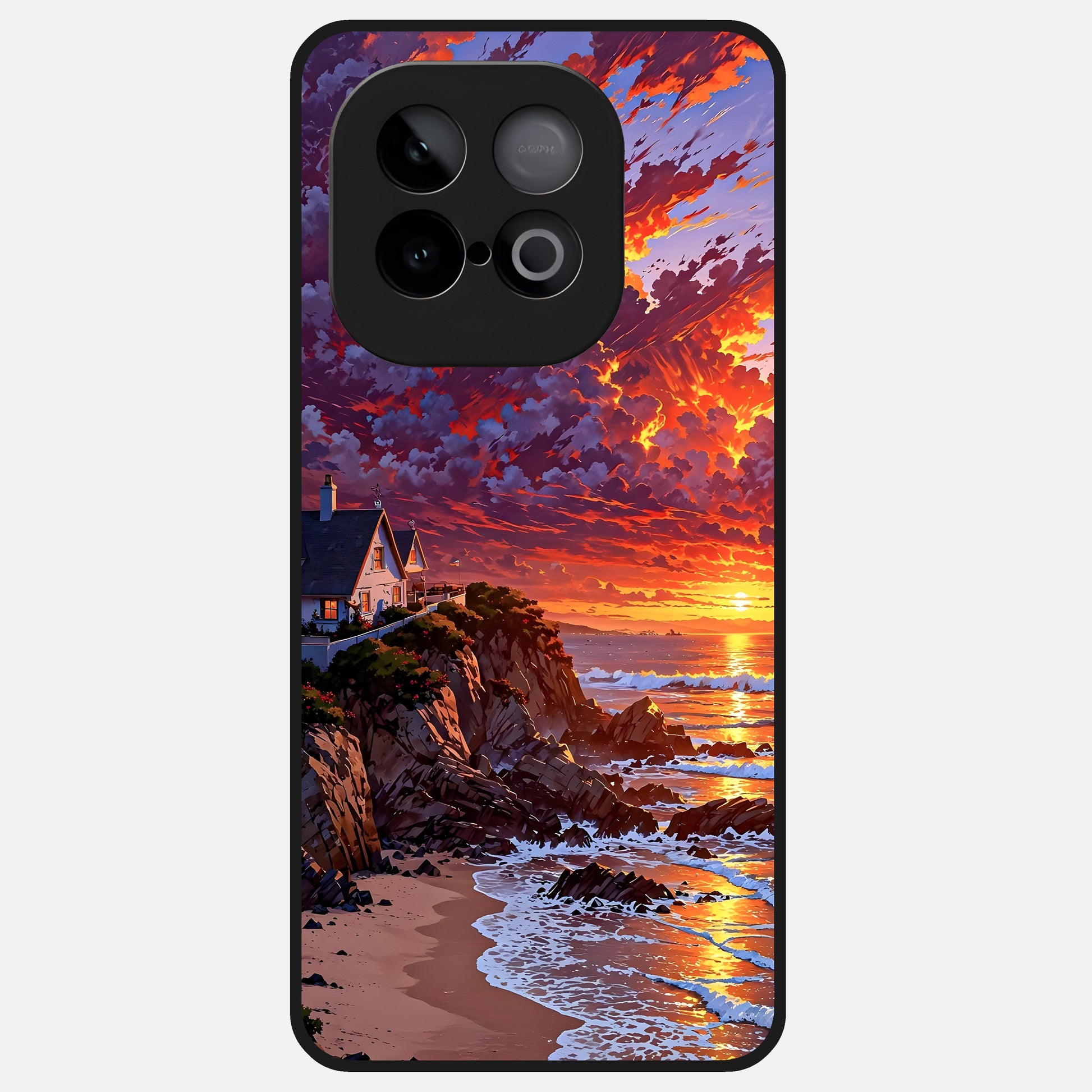 Sunset House By Sea Glass Case for iQOO Neo 10 back cover – full design glossy printed glass finish