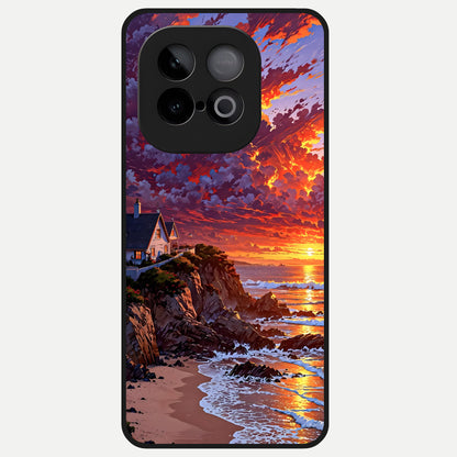  Sunset House By Sea Glass Case for iQOO Neo 10 back cover – full design glossy printed glass finish