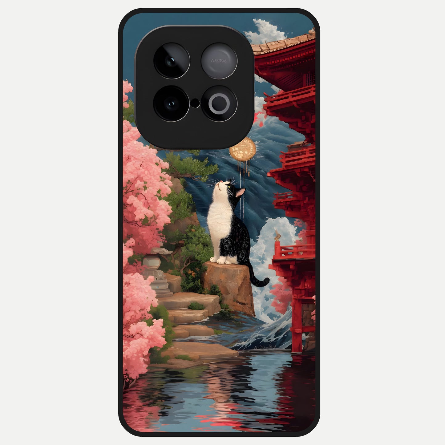  Temple Cat Scenery Glass Case for iQOO Neo 10 back cover – full design glossy printed glass finish