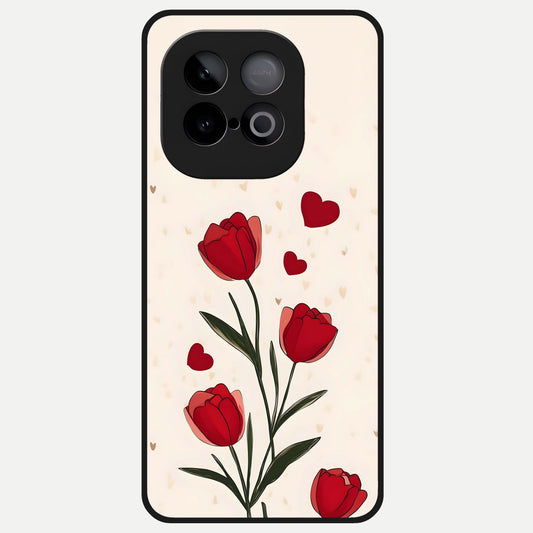  Tulip With Heart Glass Case for iQOO Neo 10 back cover – full design glossy printed glass finish