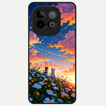  Two Cats Friends Glass Case for iQOO Neo 10 back cover – full design glossy printed glass finish