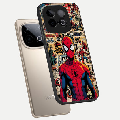  Aesthetic Spider phone case for iQOO Neo 10 showing premium glass back cover with detailed artwork
