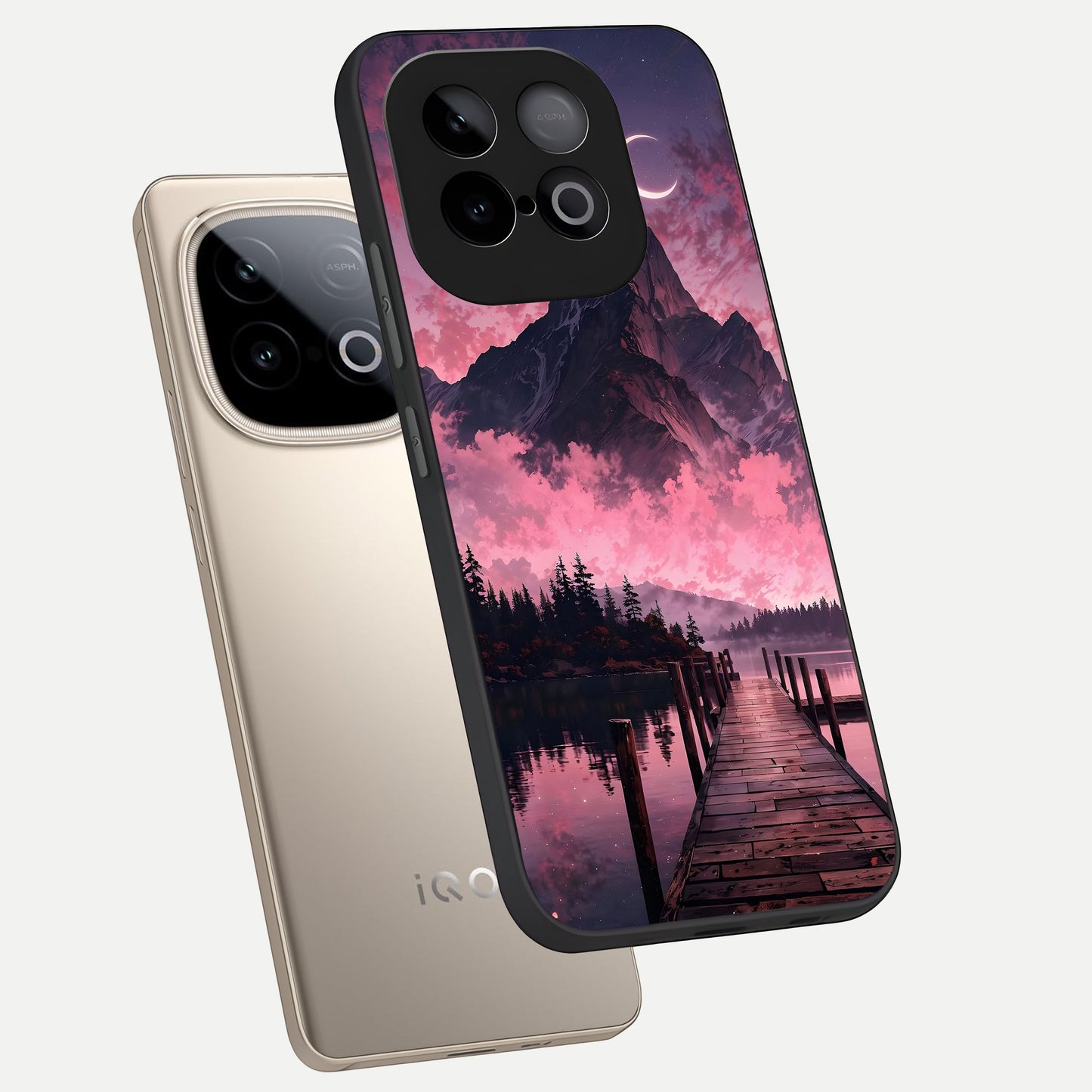  Beautiful Mountain View phone case for iQOO Neo 10 showing premium glass back cover with detailed artwork