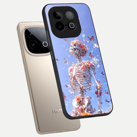  Bloom Beyond Bones phone case for iQOO Neo 10 showing premium glass back cover with detailed artwork