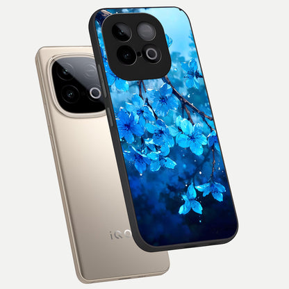  Blue Blossoms Branch phone case for iQOO Neo 10 showing premium glass back cover with detailed artwork