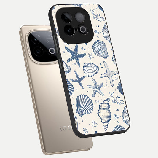  Blue Ocean Outline phone case for iQOO Neo 10 showing premium glass back cover with detailed artwork