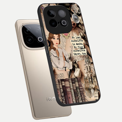  Bookish Dream World phone case for iQOO Neo 10 showing premium glass back cover with detailed artwork