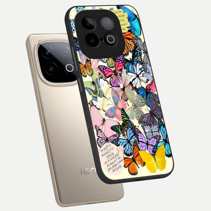  Butterflies Petal Dream phone case for iQOO Neo 10 showing premium glass back cover with detailed artwork
