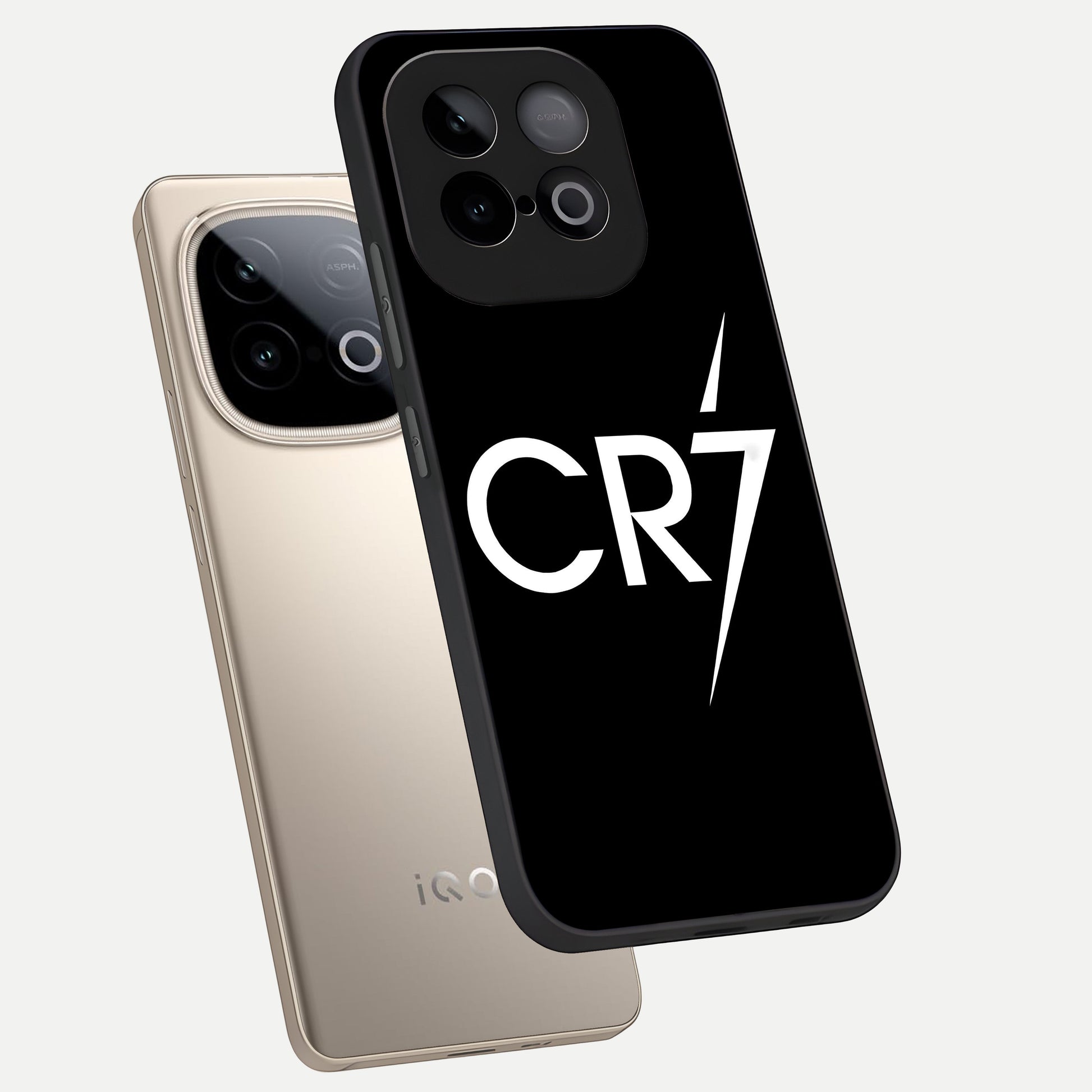  CR7 Elite Strike phone case for iQOO Neo 10 showing premium glass back cover with detailed artwork