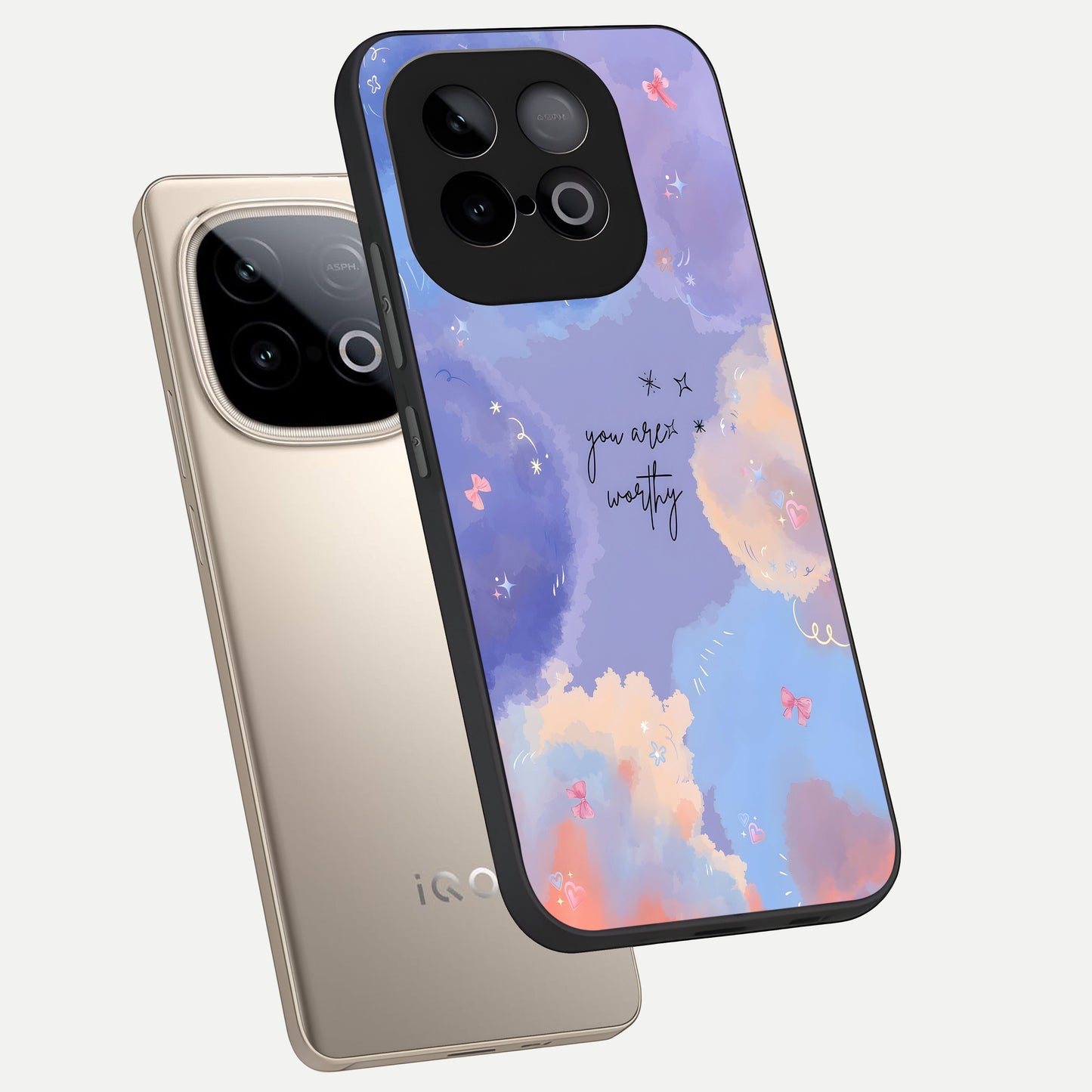  Celestial Cloud Magic phone case for iQOO Neo 10 showing premium glass back cover with detailed artwork