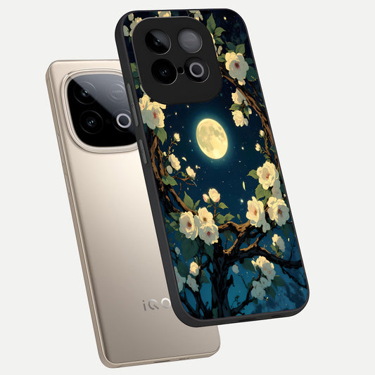  Celestial Moon And Flower phone case for iQOO Neo 10 showing premium glass back cover with detailed artwork
