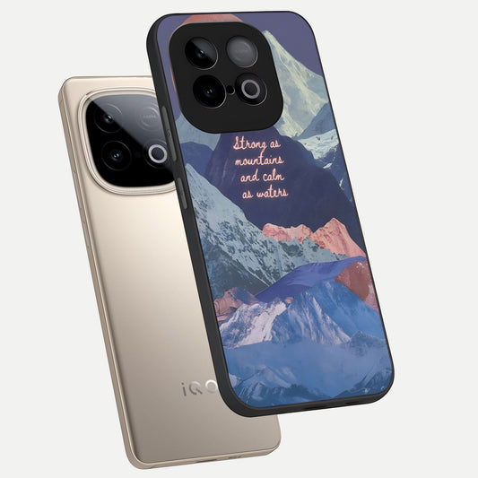  Celestial Mountain Calm phone case for iQOO Neo 10 showing premium glass back cover with detailed artwork