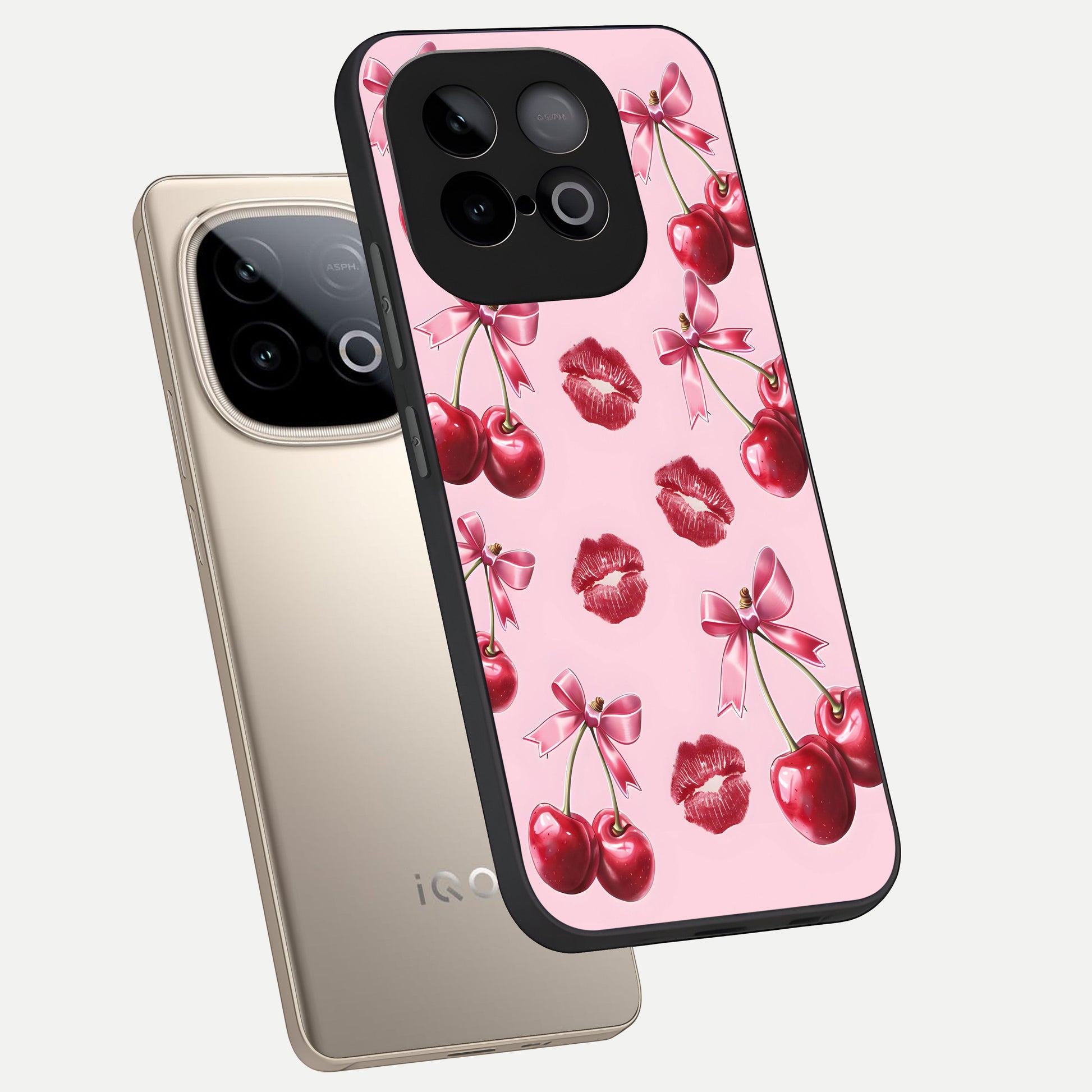  Cherry With Lips phone case for iQOO Neo 10 showing premium glass back cover with detailed artwork