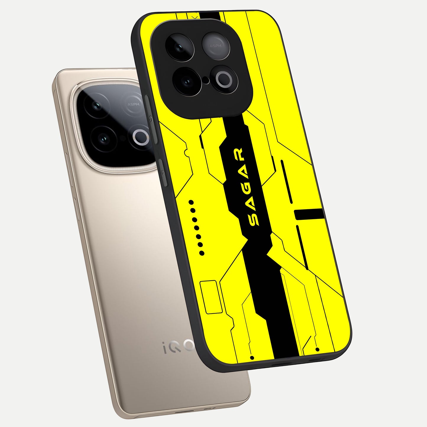  Circuit CYBERPUNK Custom Name phone case for iQOO Neo 10 showing premium glass back cover with detailed artwork