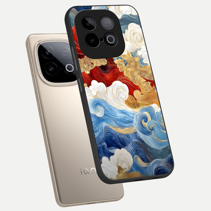  Colored Waves phone case for iQOO Neo 10 showing premium glass back cover with detailed artwork