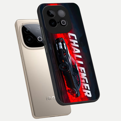  Crimson Challenger Fury phone case for iQOO Neo 10 showing premium glass back cover with detailed artwork