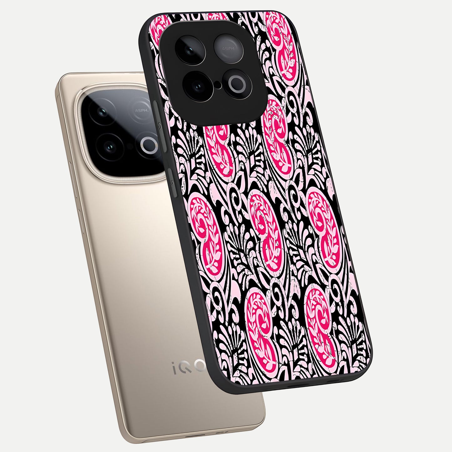  Crimson Paisley Charm phone case for iQOO Neo 10 showing premium glass back cover with detailed artwork