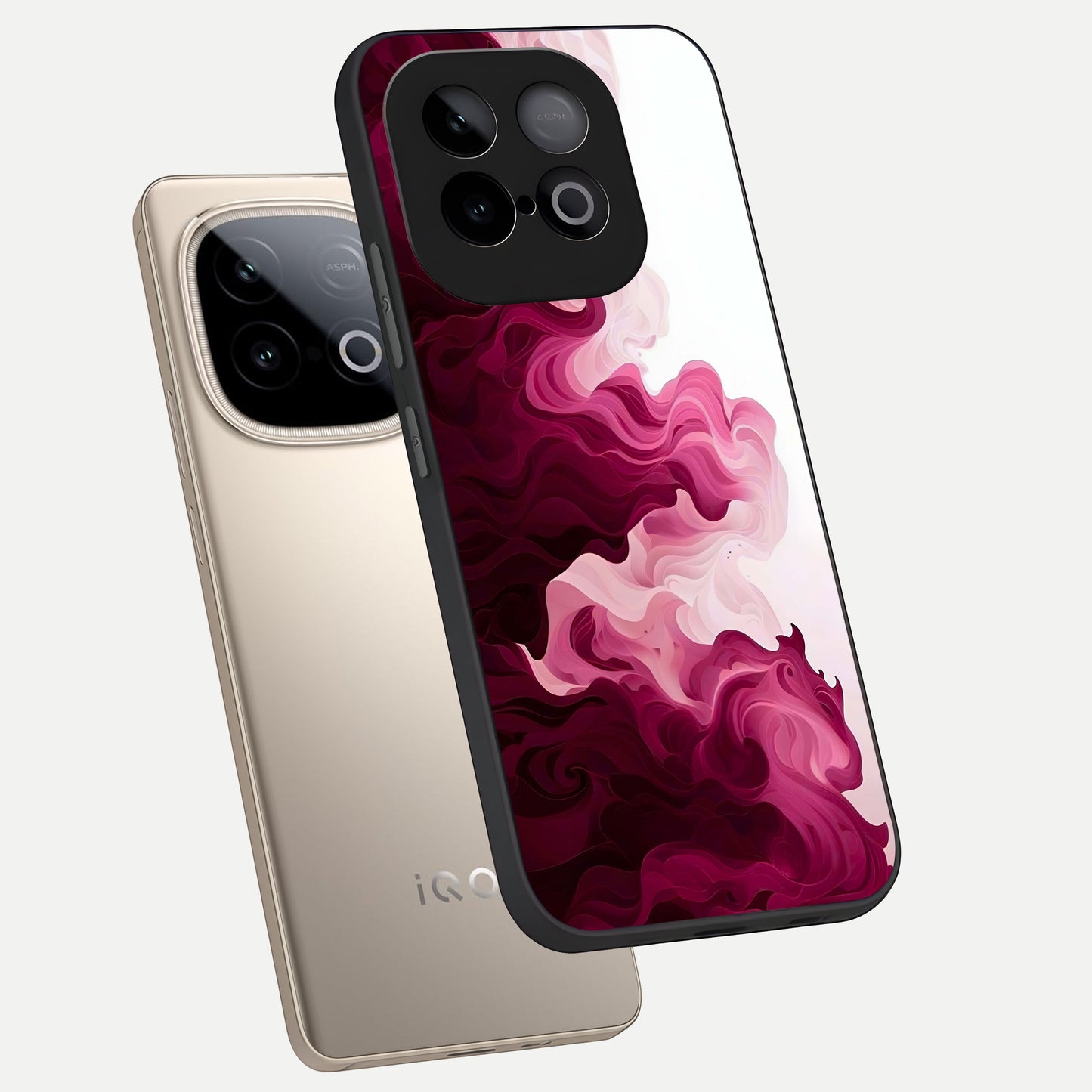  Crimson Wave Flow phone case for iQOO Neo 10 showing premium glass back cover with detailed artwork