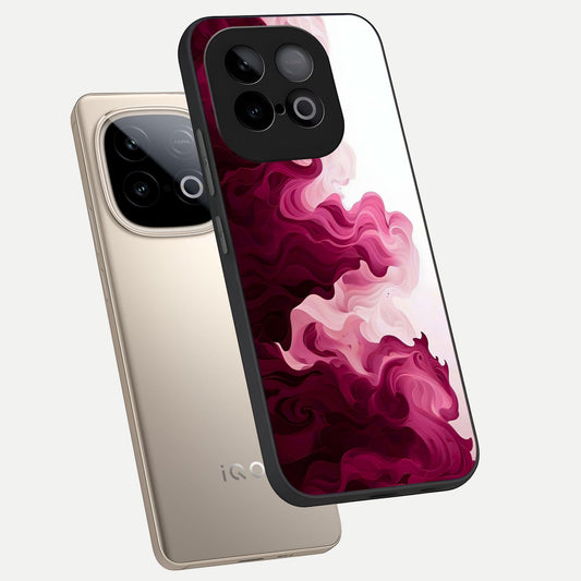  Crimson Wave Flow phone case for iQOO Neo 10 showing premium glass back cover with detailed artwork