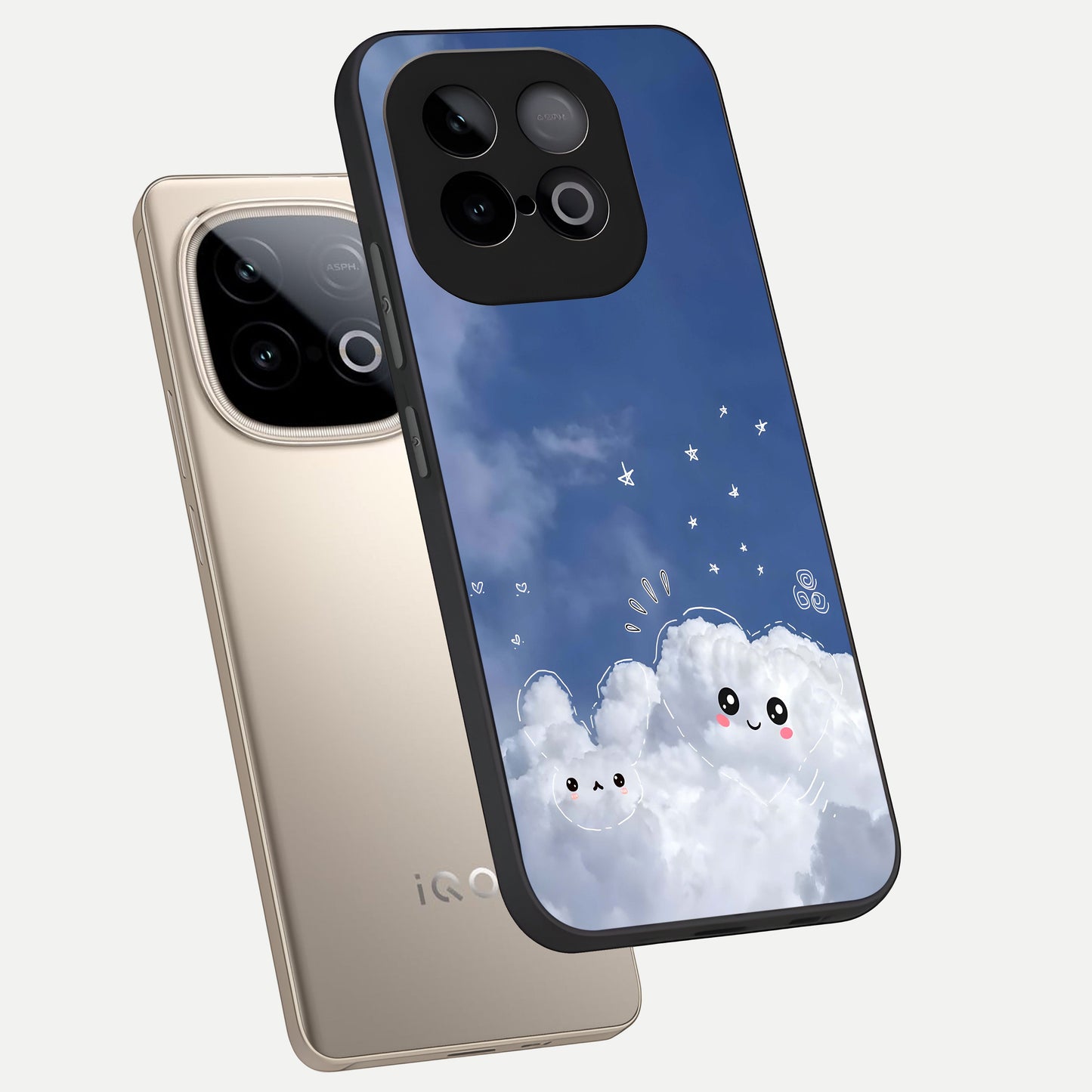  Cute Blossom Cloud phone case for iQOO Neo 10 showing premium glass back cover with detailed artwork
