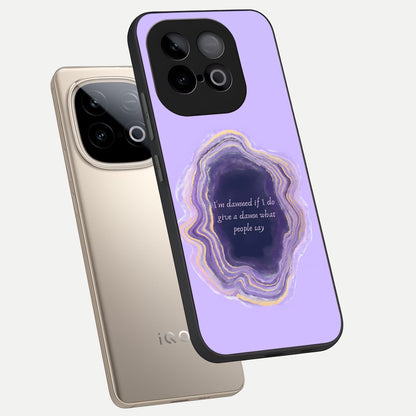  Damned People Quote phone case for iQOO Neo 10 showing premium glass back cover with detailed artwork