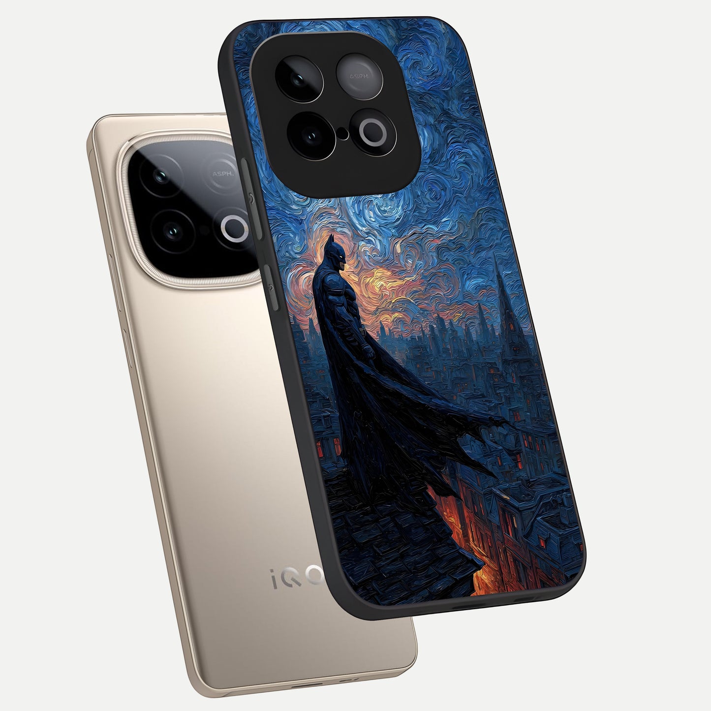  Dark Knight Dusk phone case for iQOO Neo 10 showing premium glass back cover with detailed artwork