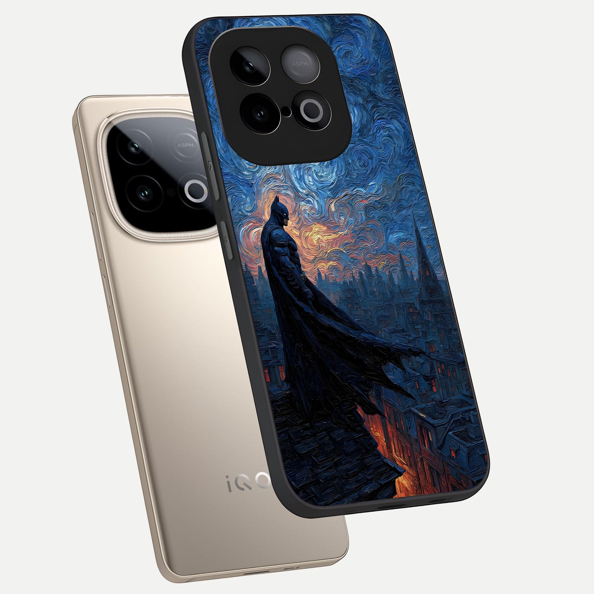  Dark Knight Dusk phone case for iQOO Neo 10 showing premium glass back cover with detailed artwork