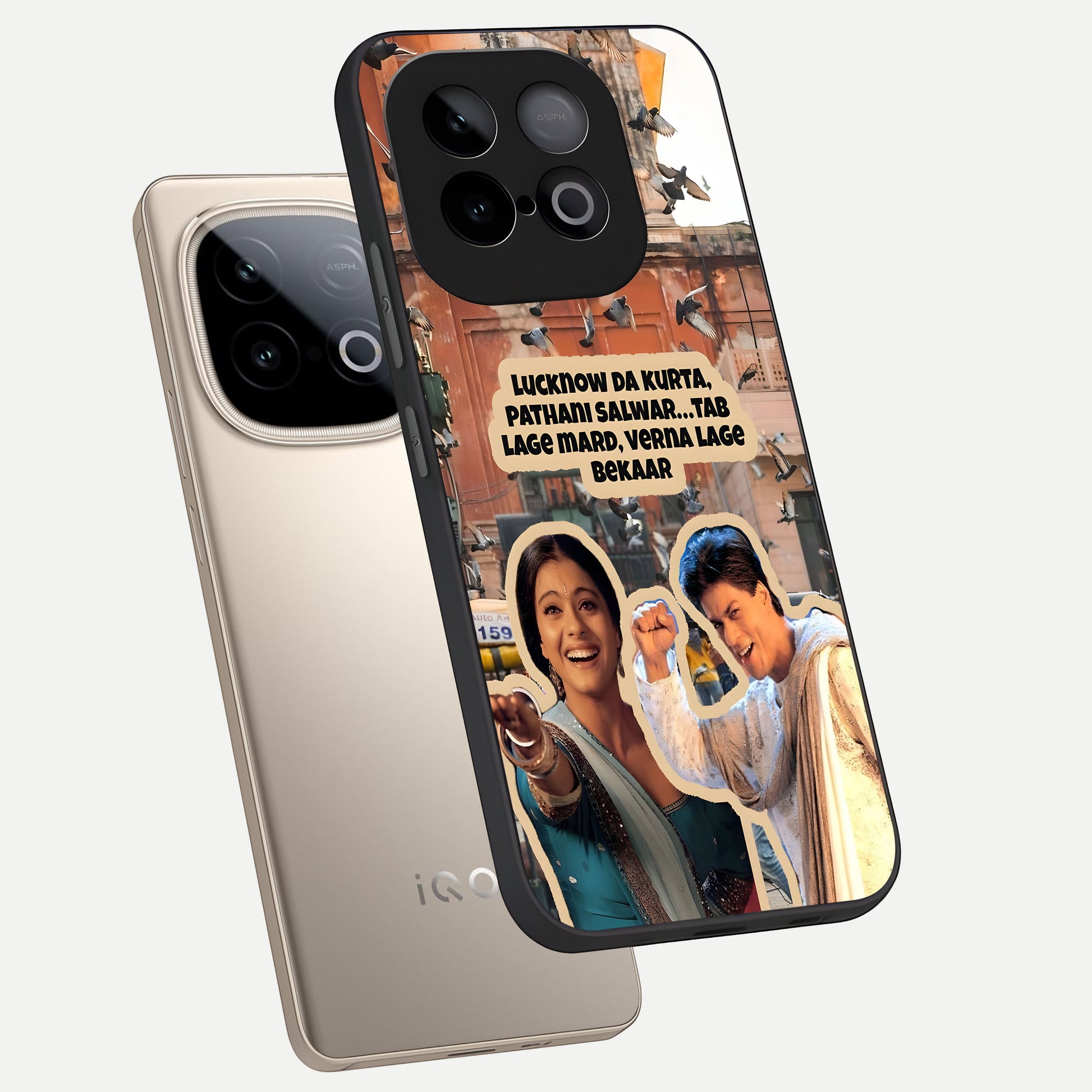 Desi Retro Vibes phone case for iQOO Neo 10 showing premium glass back cover with detailed artwork