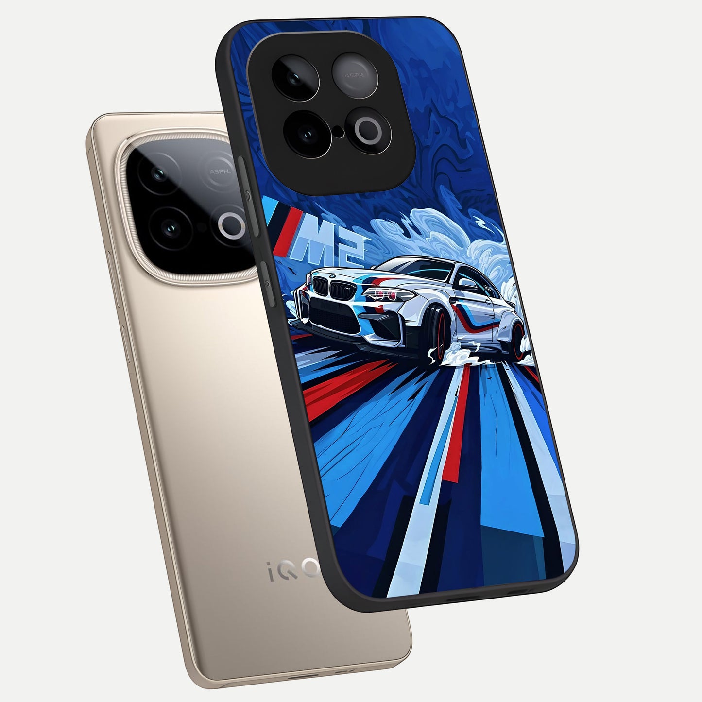  Drift Power Rush phone case for iQOO Neo 10 showing premium glass back cover with detailed artwork