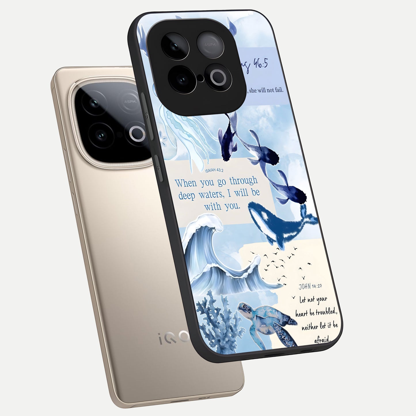  Faithful Ocean Promise phone case for iQOO Neo 10 showing premium glass back cover with detailed artwork