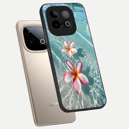  Floating Bloom Bliss phone case for iQOO Neo 10 showing premium glass back cover with detailed artwork