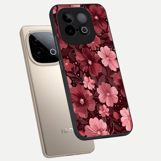  Flower Blush Bloom phone case for iQOO Neo 10 showing premium glass back cover with detailed artwork