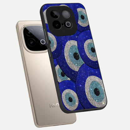  Galaxy Eye Flow phone case for iQOO Neo 10 showing premium glass back cover with detailed artwork