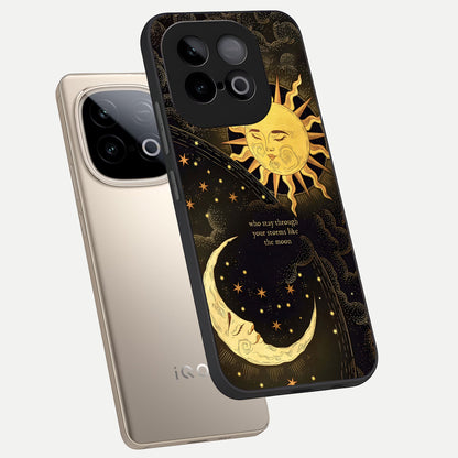  Golden Lunar Love phone case for iQOO Neo 10 showing premium glass back cover with detailed artwork