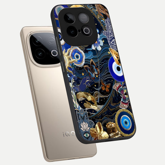  Golden Moon Magic phone case for iQOO Neo 10 showing premium glass back cover with detailed artwork
