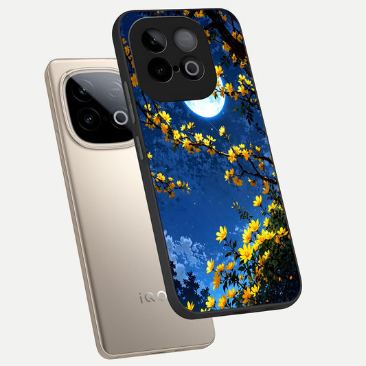  Golden Night Glow phone case for iQOO Neo 10 showing premium glass back cover with detailed artwork