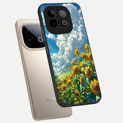  Golden Sun Glory phone case for iQOO Neo 10 showing premium glass back cover with detailed artwork