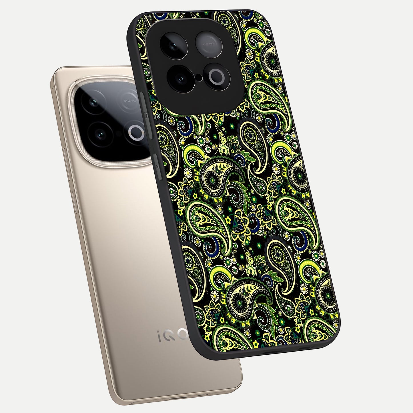  Green Lemon phone case for iQOO Neo 10 showing premium glass back cover with detailed artwork