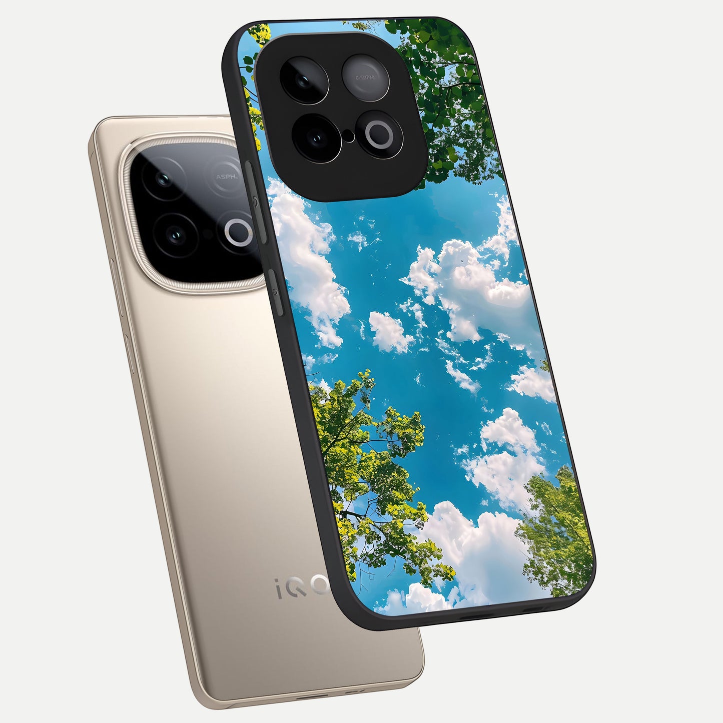  Green Moon Energy phone case for iQOO Neo 10 showing premium glass back cover with detailed artwork