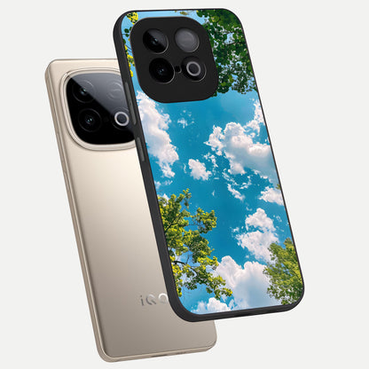  Green Moon Energy phone case for iQOO Neo 10 showing premium glass back cover with detailed artwork