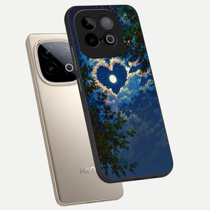  Heart With Moon Sky phone case for iQOO Neo 10 showing premium glass back cover with detailed artwork