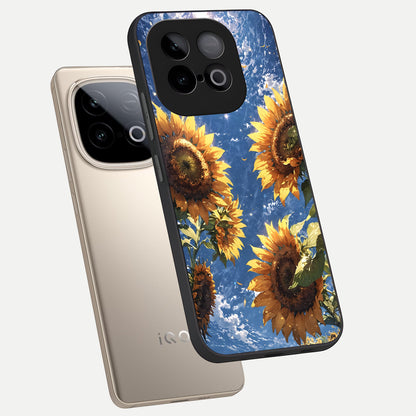  Heavenly Sunflower Rise phone case for iQOO Neo 10 showing premium glass back cover with detailed artwork